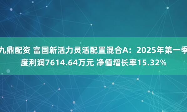 九鼎配资 富国新活力灵活配置混合A：2025年第一季度利润7614.64万元 净值增长率15.32%